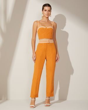 Conjunto Calça e Cropped Bordado