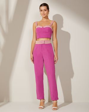 Conjunto Calça e Cropped Bordado