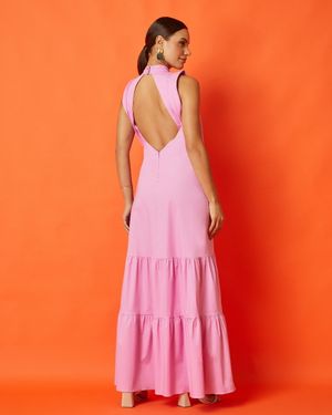 Vestido Longo de Tricoline
