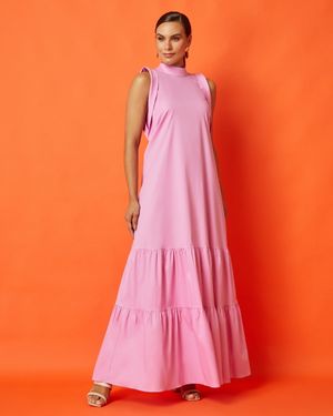 Vestido Longo de Tricoline