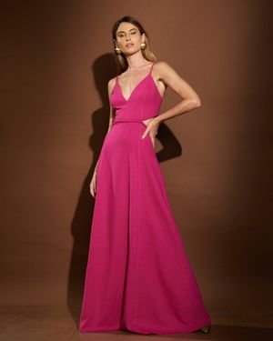 Vestido Longo de Linho Recorte Cintura