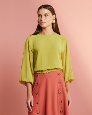 Blusa com Cós e Punhos em Lastex