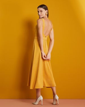 Vestido Midi Godê com Decote V
