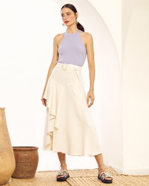 Saia de Linho com Fivela Colorida