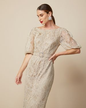 Vestido de Festa Midi com Renda