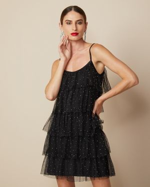 Vestido de Festa Curto com Babados Tule