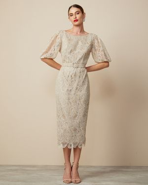 Vestido de Festa Midi com Renda