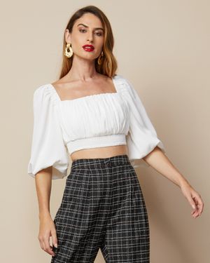 Cropped com Lastex Cintura e Punho