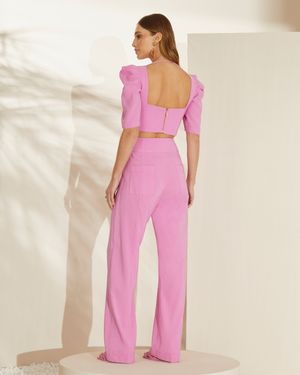 Conjunto Cropped Decote Quadrado e Calça