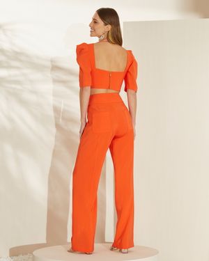 Conjunto Cropped Decote Quadrado e Calça