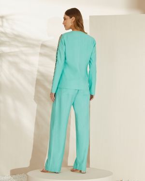 Calça de Alfaiataria Cós Largo Pespontado