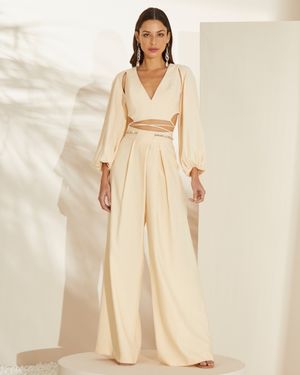 Calça Pantalona Cós Bordado