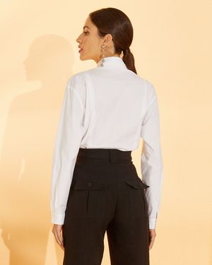 Camisa de Tricoline com Pedraria