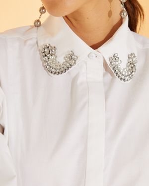 Camisa de Tricoline com Pedraria