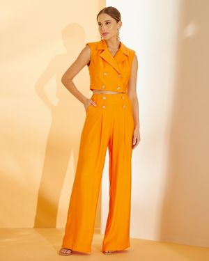 Conjunto Cropped e Calça Pantalona