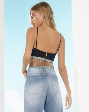 Top com Franjas de Strass