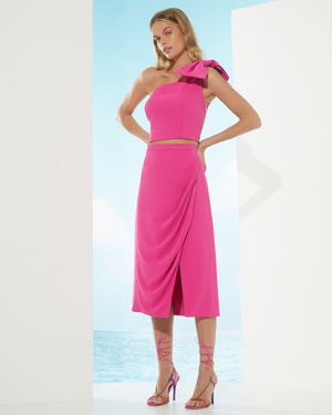 Conjunto Saia Midi e Blusa Ombro Só