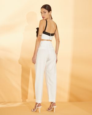 Conjunto Bicolor Calça e Cropped Laço