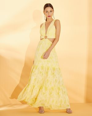 Vestido Longo Vazado na Cintura