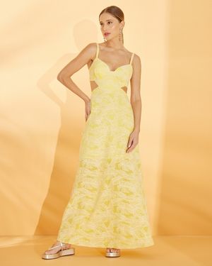 Vestido Longo de Algodão Bordado