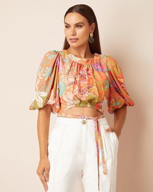 Blusa estampada com Amarração