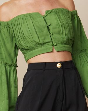 Cropped Ombro a Ombro com Botões