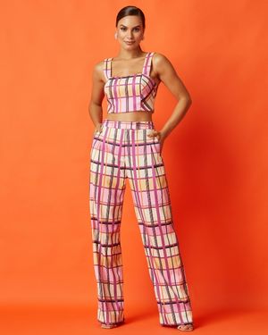 Conjunto Calça e Cropped Xadrez