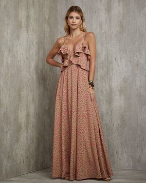 Vestido Longo com Estampa de Onça