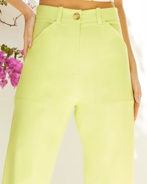 Calça de Linho com Bolso Chapado