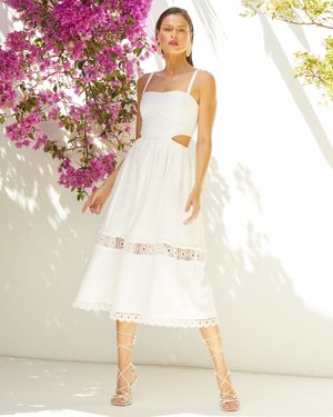 Vestido Midi com Recortes na Cintura