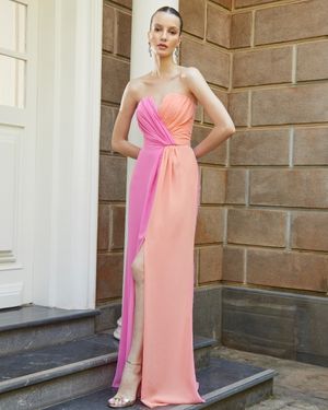 Vestido de Festa Longo com Busto Drapeado