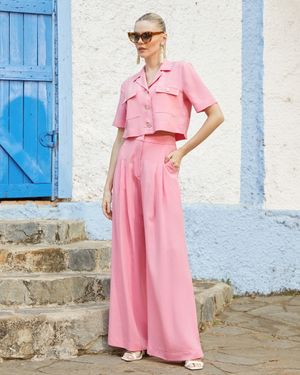 Conjunto Blusa com Bolsos e Calça com Pregas