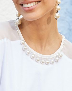 Blusa Mix de Tecidos com Pérolas