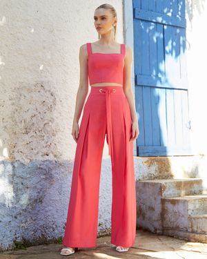 Calça Pantalona com Ilhós