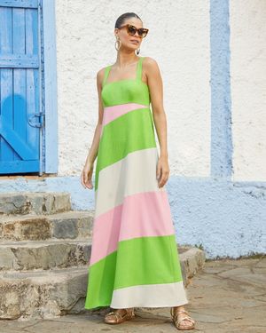 Vestido Longo Bloco de Cores