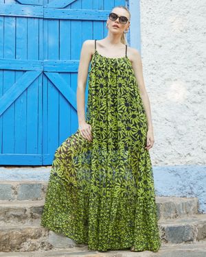 Vestido Longo Floral Maxi com Cordão