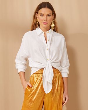 Camisa de Cambraia de Linho com Bordado