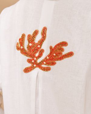 Camisa de Cambraia de Linho com Bordado