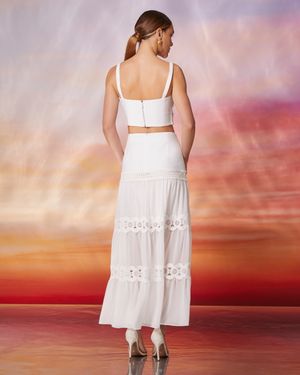 Conjunto Top Amarração e Saia com Rendas