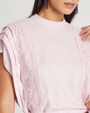 Blusa de Cambraia de Linho com Aviamentos