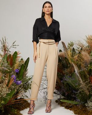 Blusa de Manga 3/4 com Decote V