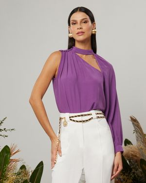 Blusa Ombro Só com Botões