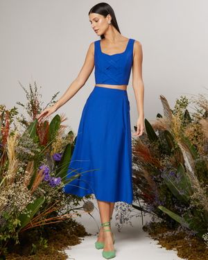 Conjunto Top com Faixas Cruzadas e Saia Midi