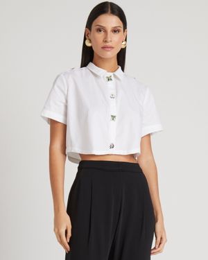 Camisa Cropped de Tricoline