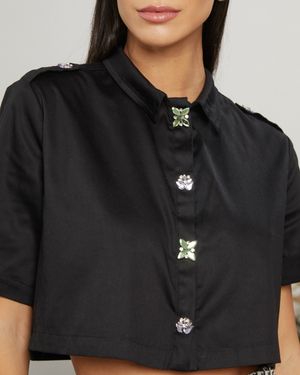 Camisa Cropped de Tricoline