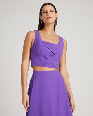 Conjunto Top com Faixas Cruzadas e Saia Midi