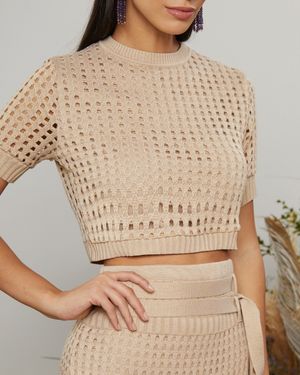 Conjunto de Tricot Saia Midi com Blusa