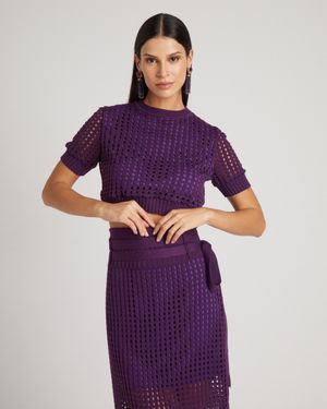 Conjunto de Tricot Saia Midi com Blusa