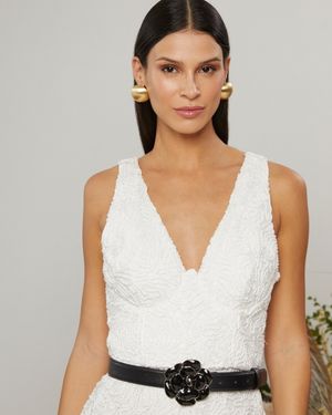 Vestido Midi de Renda com Cinto