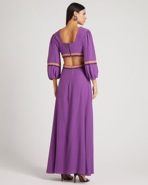 Vestido Longo com Mangas Bufantes